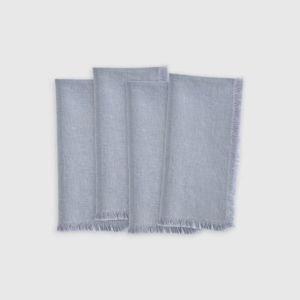 European Linen Fringe Napkins (Set of 4) in Blue Fog