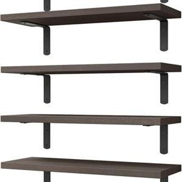 WOPITUES Floating Shelves Set of 6, Wood Rustic Farmhouse Shelves for Wall Decor, Bathroom Shelves, Book Shelves for Living Room-Dark Brown