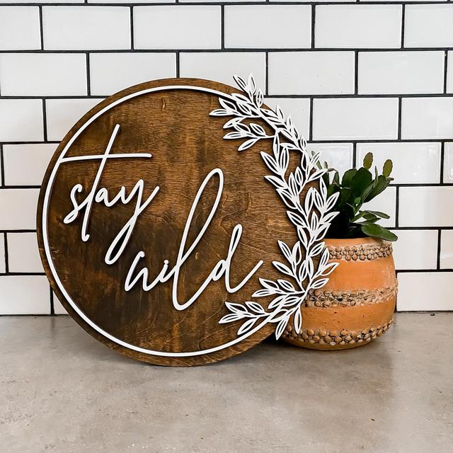 Stay wild sign, hippie decor, laser cut sign, floral sign, boho sign, hippie wall decor, bohemian sign, laser cut sign