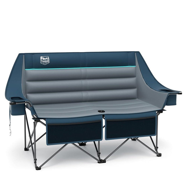 TIMBER RIDGE Double Camping Chair with Padded, Heavy Duty Outdoor Folding Camp Couch, Loveseat Camping Chairs Perfect for Campsites, Patio/Lawn, Soccer Games or Other Youth Sports, Supports 600 lbs