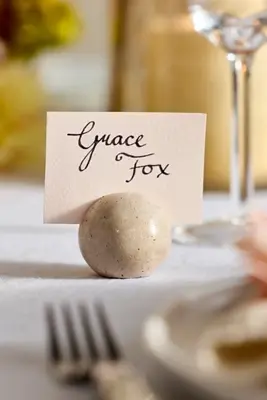 Travertine Sphere Place Card Holders, Set of 4
