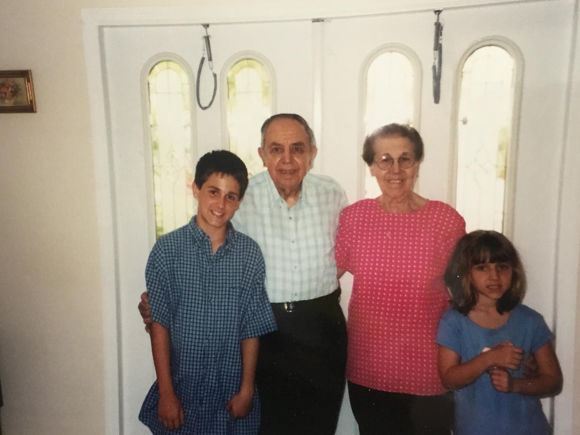 Michael with his grandparents and his sister