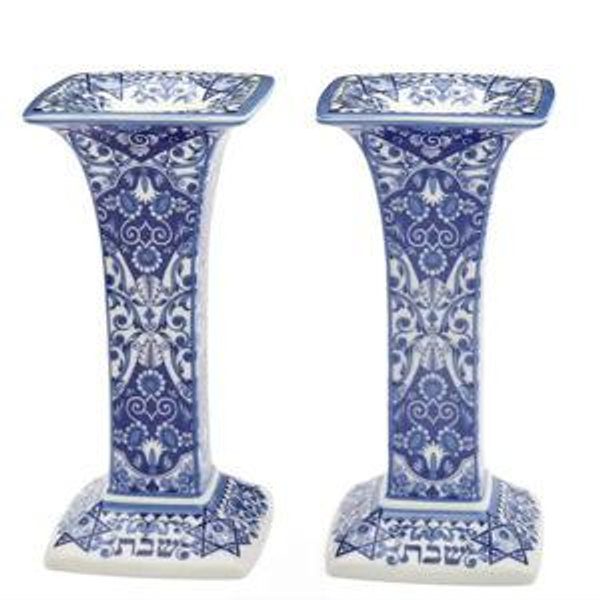 Blue Room Sabbath Candlesticks, Pair