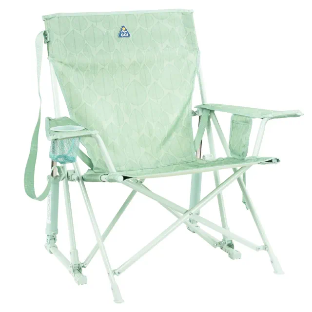 GCI Outdoor Kickback Rocker Outdoor Portable Mid Profile Rocking Camping Chair - Pastel Green Leaf