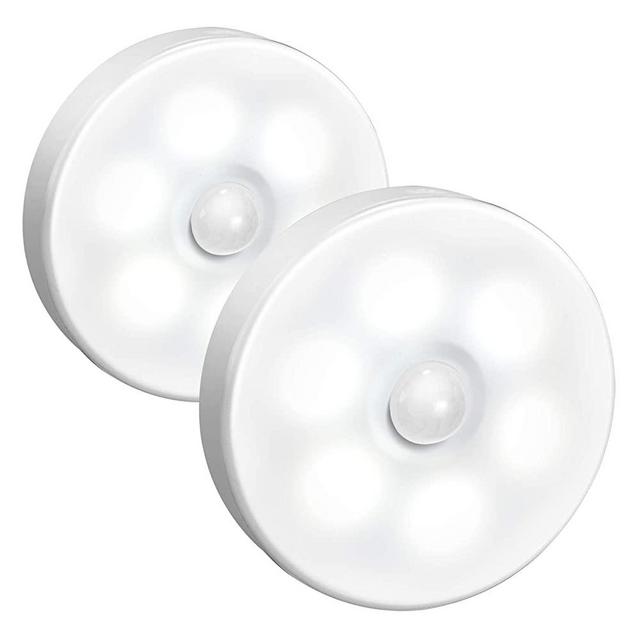 Roonoo 2 Pack Motion Sensor Lights Built-in 700mAh Battery Rechargeable, Battery Powered LED Night Light, Stick on Anywhere as Closet Toilet Bathroom Stair Wall Hallway Cabinet Indoor Lights, White