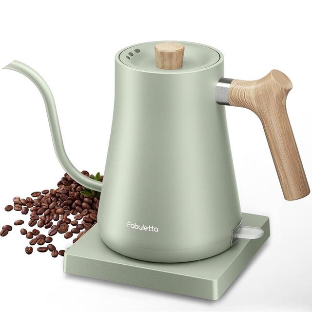 Fabuletta Gooseneck Electric Water Kettle, 3 Minutes Quick Heating, 1200W Pour Over Kettle for Coffee & Tea, Precise Water Flow Control Hot Water Boiler, 100% Stainless Steel Kettle Water Boiler,1L