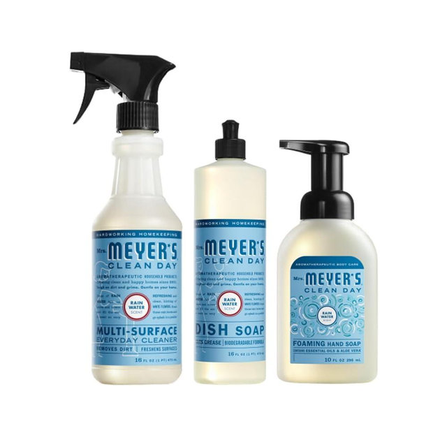 MRS. MEYER'S CLEAN DAY Rainwater Scent, Foaming Hand Soap 10 Fl Oz, Multi-Surface Cleaner 16 Fl Oz, Dish Soap 16 Fl Oz (Variety Pack)