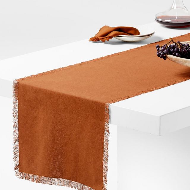 Craft Almond Brown Organic Cotton Fringe Table Runner