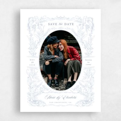 White Wedding Save the Date - Leonid Portrait