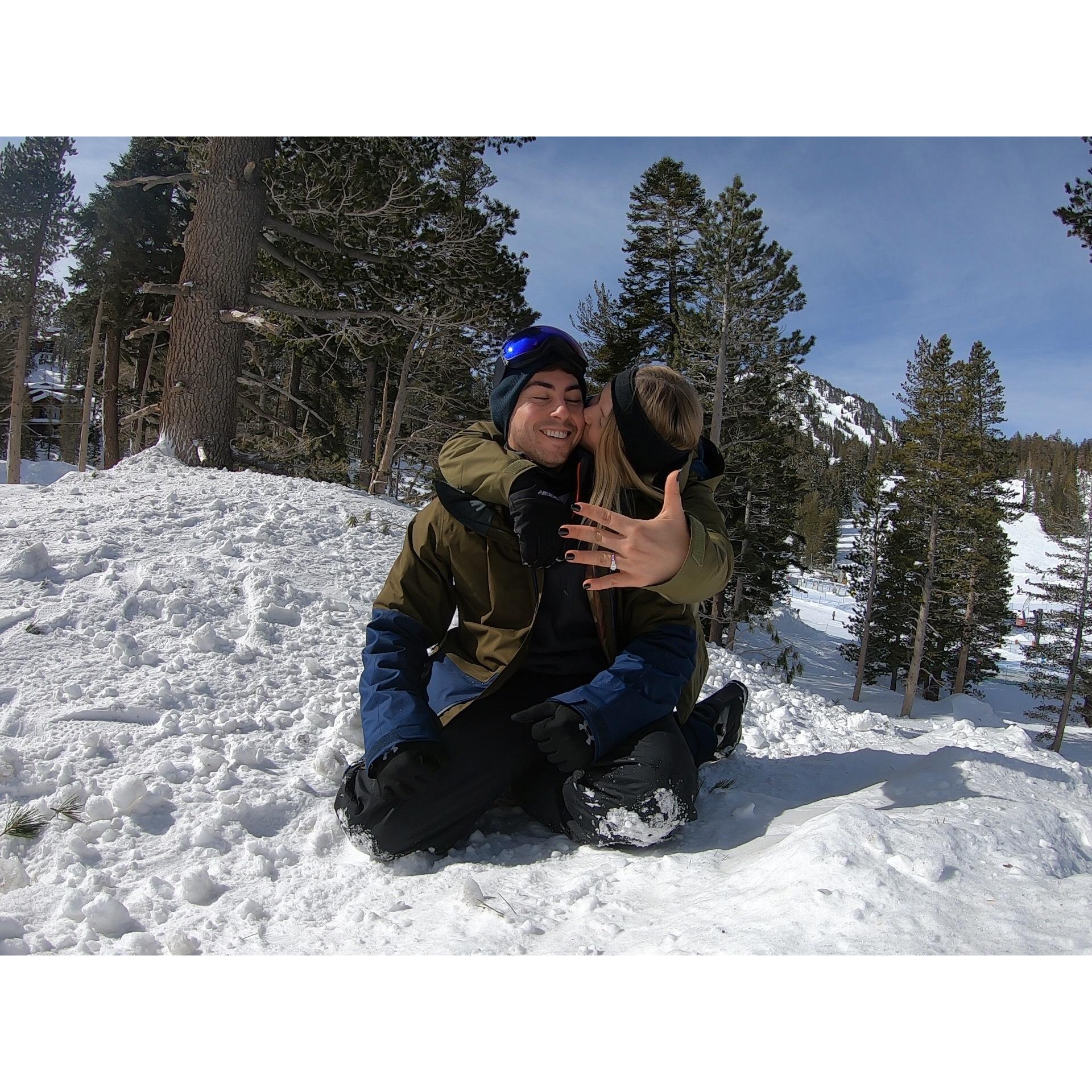 When we got engaged at mammoth mountain after days of snowboarding