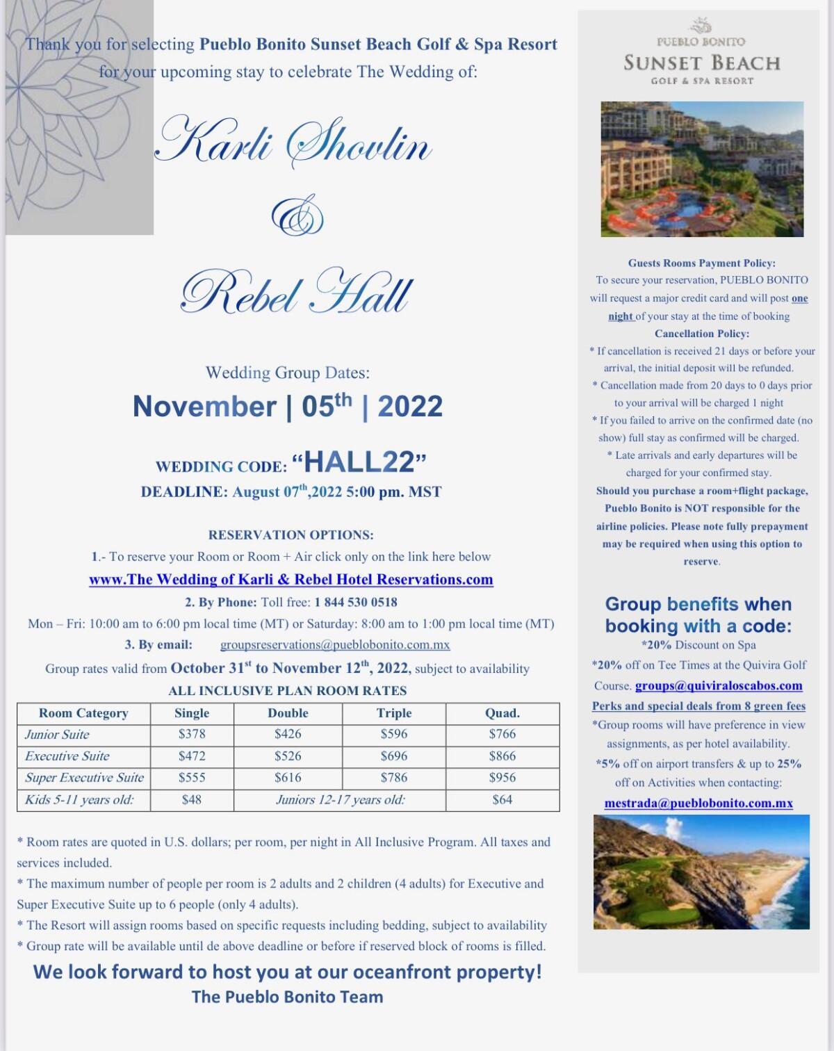 The Wedding Website of Karli Shovlin and Rebel Hall
