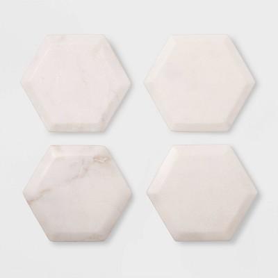 4pk Marble Hexagonal Coasters Natural - Threshold™