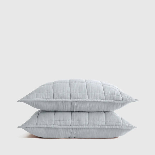 Organic Cotton Gauze Box Quilt Sham Set - Mist, King