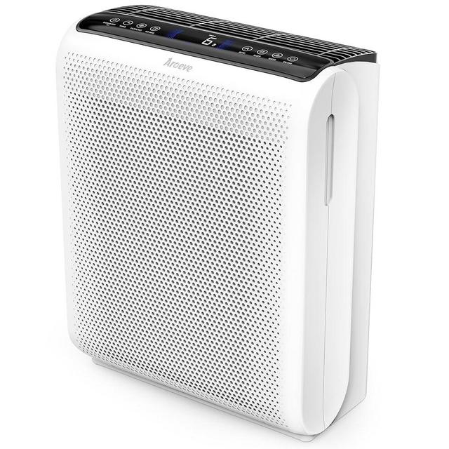 AROEVE Air Purifiers For Home Large Room Up to 1395 Sq Ft with Air Quality Laser Sensors, H13 True HEPA Filter, Washable Filters, Filters Pet Dander, Pollen, Smoke, Dust for Bedroom Office, MK07 White