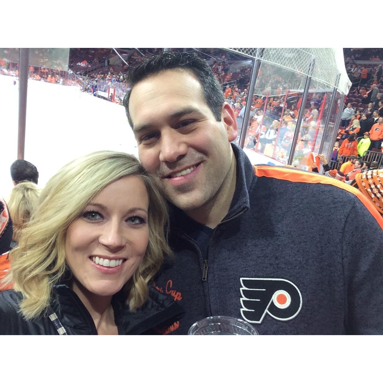 We shot our first commercial together - Yes we were acting.  Not real Flyers Fans - February 2016