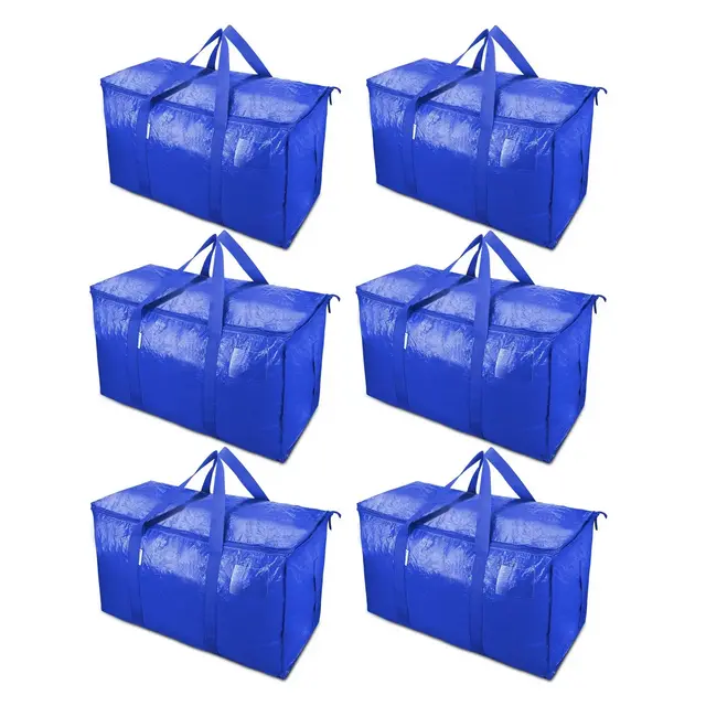 6-Pack Extra Large Heavy Duty Moving Bags with Zippers & Handles Storage Tote-HOMLUX