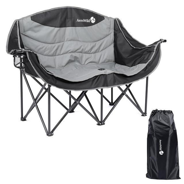 AeroWild Portable Camping Double Chair – Lightweight Loveseat Camping Couch for Two Persons Support 600 lbs – UV-Resistant, Water-Resistant Heavy Duty Folding Chair for Outdoor, Picnic, Beach