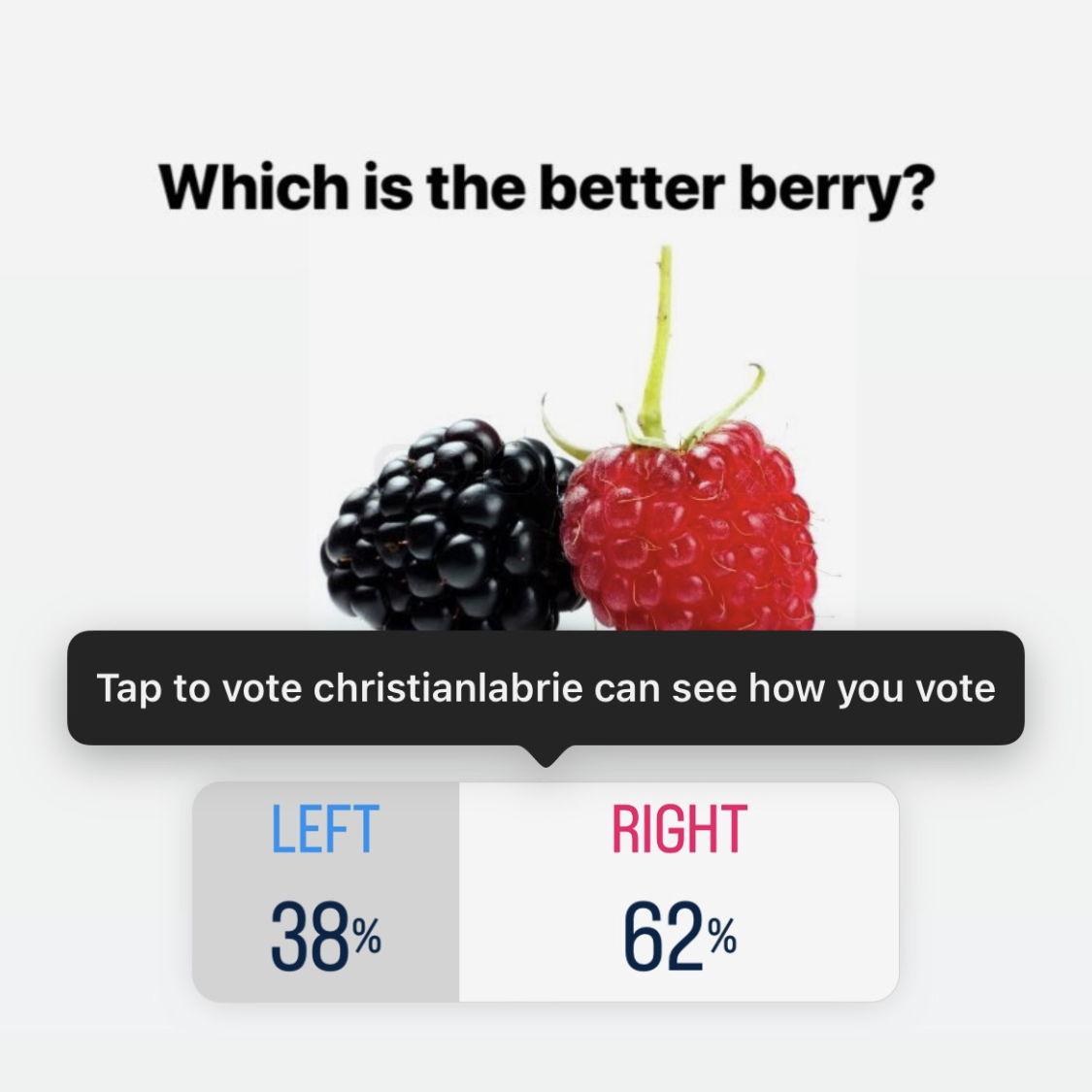 Christian posts this poll on his Instagram to put a family debate to rest. Kaitlyn votes for blackberries to see if he might notice she responded... (He thinks blackberries are better too!) :)