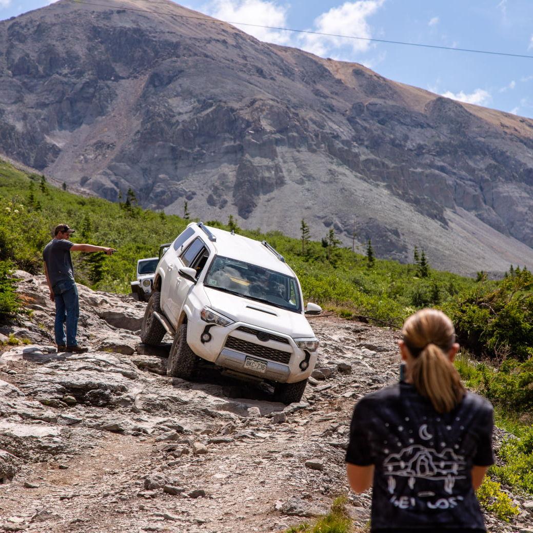 Here you can see James giving driver directions on an off-road trail while Cassie was filming.