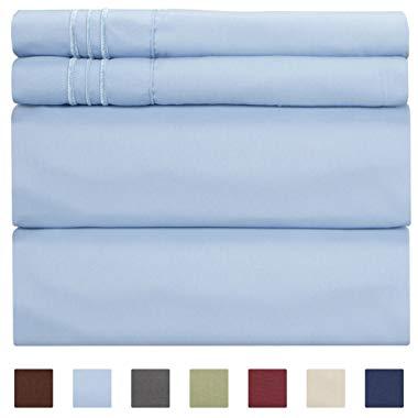 Queen Size Sheet Set - 4 Piece - Hotel Luxury Bed Sheets - Extra Soft - Deep Pockets - Easy Fit - Breathable & Cooling - Wrinkle Free - Comfy – Light Blue Bed Sheets – Queens Baby Blue– 4 PC