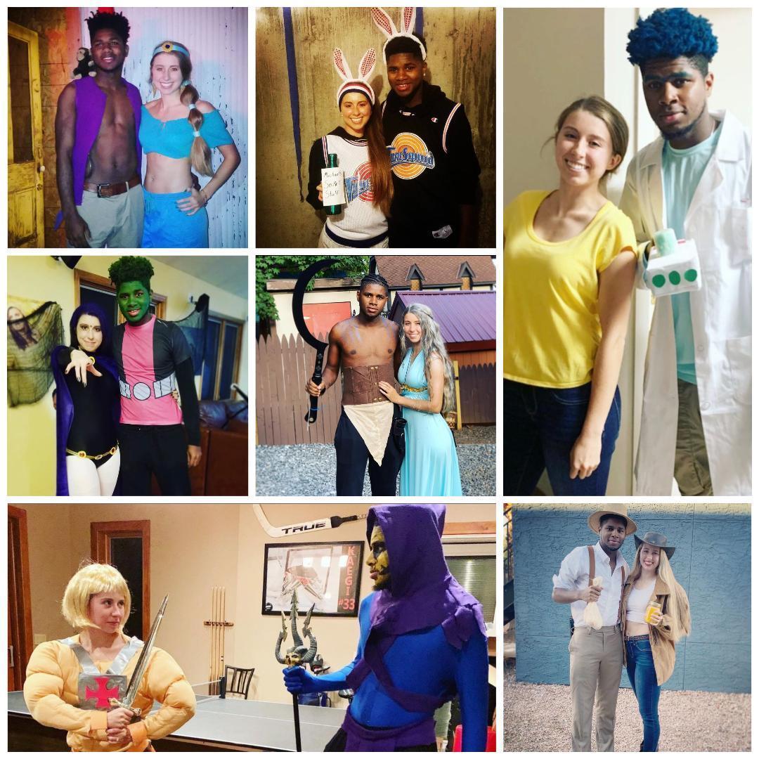 Halloweens!:)
Aladdin and Jasmine-2016
Bugs and Lola Bunny- 2017
Beast Boy and Raven- 2016
Khal Drogo and Daenarys, Rick and Morty-2019
He Man and Skeletor- 2020
Kissin Kate Barlow and Sam- 2021