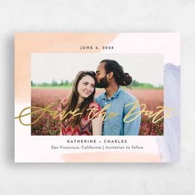 Peach, Orange Wedding Save the Date - Riverside Frame