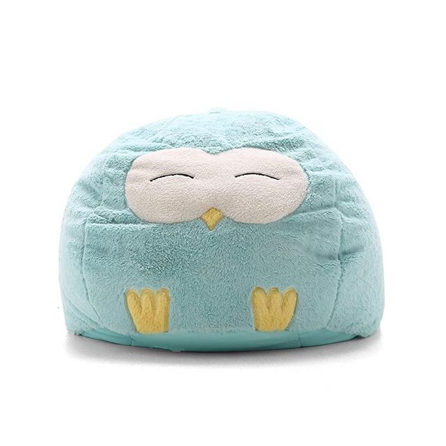 Big Joe Lux Wild Bunch Owl, Super Soft Plush Bean Bag, Blue