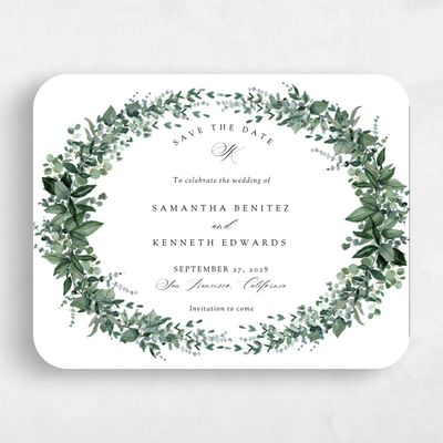 White Rounded Wedding Save the Date - Elowen Landscape