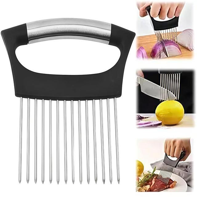 2025 Upgraded Onion Slicer, Onion Holder Chopper for Slicing, Chopper Slicer Assistant Tool, Cutter for Slicing of Meat, Potato, Tomato Kitchen Gadgets (1, Max)