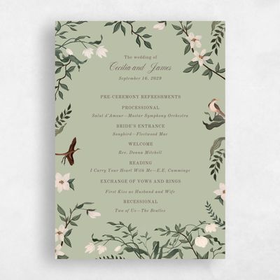 Olive Sage, Green Wedding Program - Oiseau