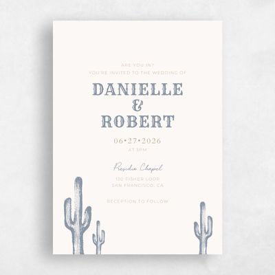 Beige Wedding Invitation - Tolleson Portrait