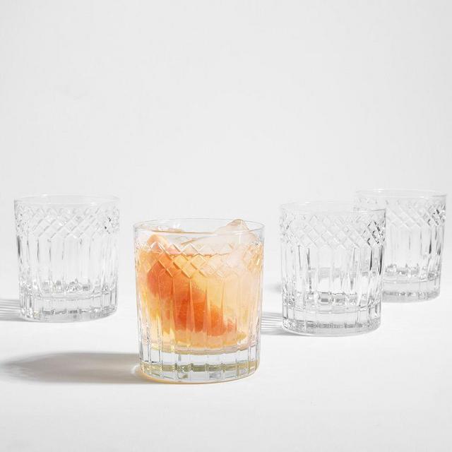 Cross Hatch Double Old Fashioned Glasses, Set of 4