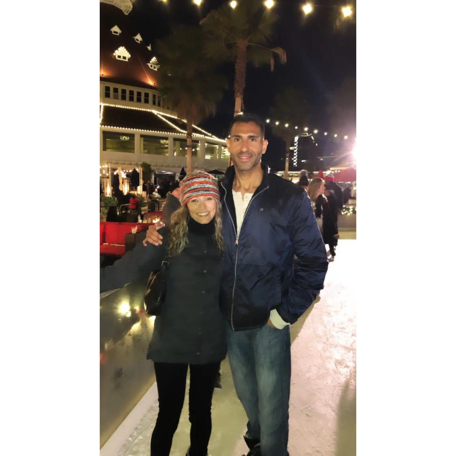 Our first time ice skating together. We hate ice skating.