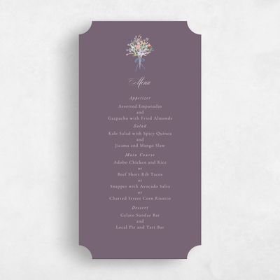 Purple Ticket Wedding Menu - Pesco