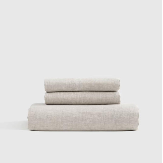 European Linen Fitted Sheet Set - Queen - Natural Chambray