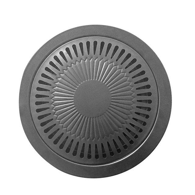 Haofy Korean BBQ Grill Pan Iron Easy to Anti Stick Round Stovetop Barbecue Grill Pan for Home Indoor Outdoor Cooking, Haofypmgriu3s8n