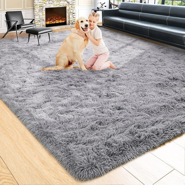 Noahas Fluffy Grey 8x10 Area Rugs for Living Room,Thick Plush Shag Rug,Large Living Room Rugs,Big Fuzzy Carpet,Shaggy Rugs for Bedroom,Soft Comfy Kids Rugs Nursery Rug Living Room Decor