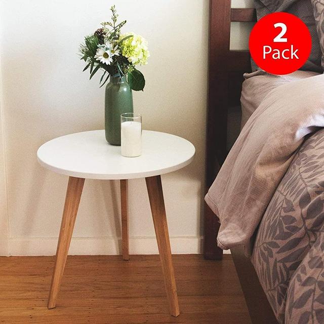 STNDRD. Bamboo End Table: Mid-Century Modern. Bedside Nightstand or Living Room Side Table (Set of 2)