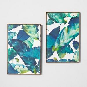 Tropical Palm 2pk Framed Wall Canvas Blue 23.2"x 35.2" - Opalhouse™