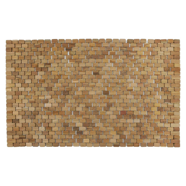 21"x34" Woven Teak Bath Mat Brown - Hip-o Modern Living