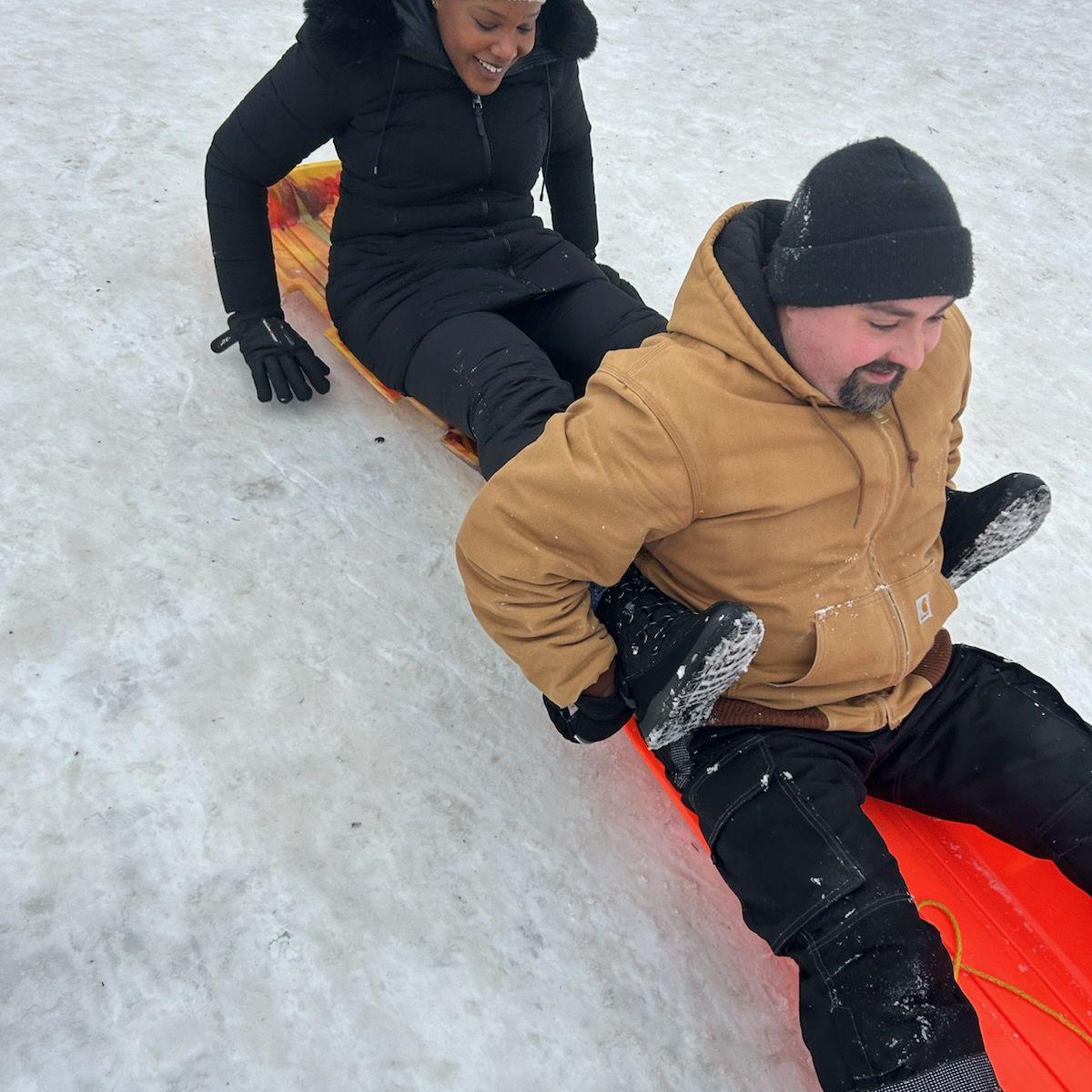 Sledding! We almost made it without crashing.