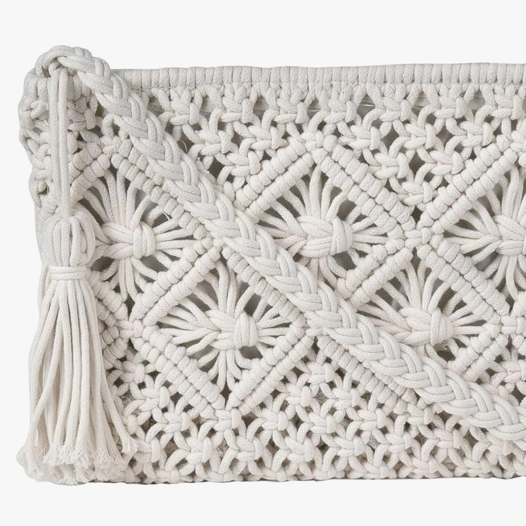 Honeymoon Purse - Eiyye Handmade Crochet Purse Boho Cotton Rope Crossbody Shoulder Bag with Tassel Casual Bag for Women