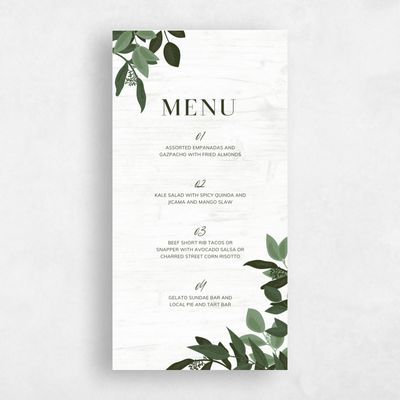 Light Wood, Grey Wedding Menu - Summerlin