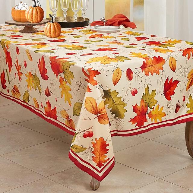 Fall Tablecloth, Thanksgiving Tablecloth with Fall Leaves Autumn Tablecloth, Waterproof Wrinkle Free Fall Table Cloths for Fall Thanksgiving Decor, Fall Tablecloth for Rectangle Tables 60 X 120 Inch