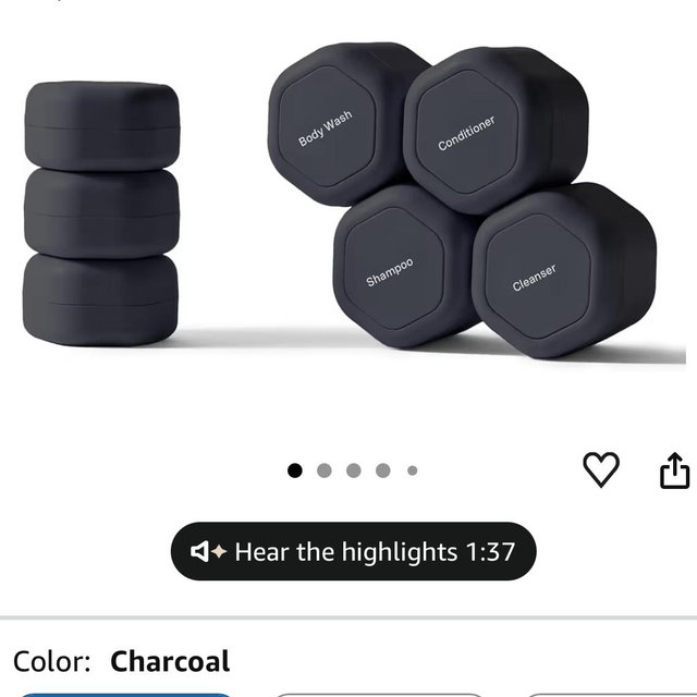 Cadence Travel Containers - Daily Routine Capsule Set - Magnetic Containers with Lids,4 Flex Mediums (1.32oz) & 3 Flex Smalls (0.56oz) - Shampoo, Conditioner, Body Wash, Pills, & More - Charcoal