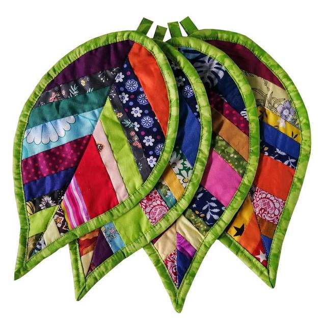 N/Anewamishquilt Greneric 4 PCS Leaves Pot Holders for Kitchen Hot Pads 100% Cotton for BBQ/Cooking/Baking/Grilling/Microwave/Barbecue