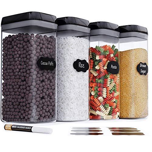 Chef's Path Airtight Extra Large Food Storage Container - 4 PC Set/All Same Size - Kitchen & Pantry Dry Food Containers - Ideal for Spaghetti, Noodles and Pasta - Clear Plastic Canisters with Lids