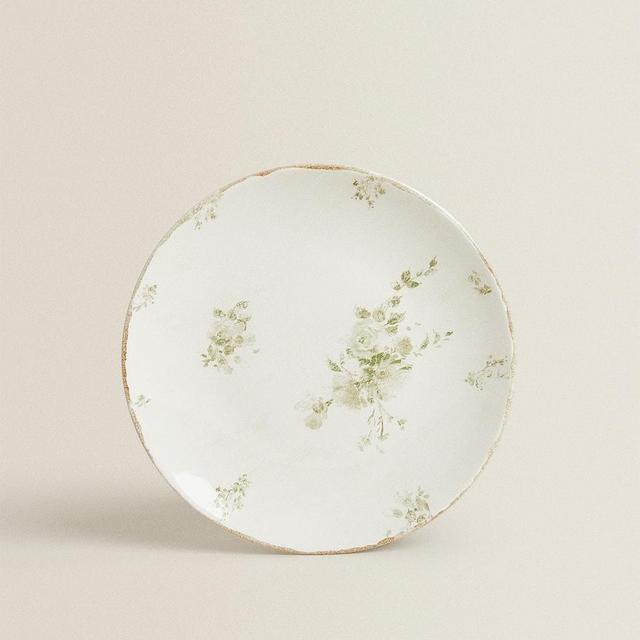 Zara Home Floral Dessert Plate with Antique Finish Rim