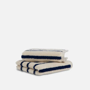 Super-Plush Turkish Cotton Washcloths in Striped Midnight Navy, Set of 2