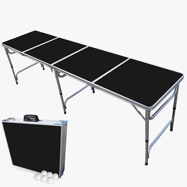 PartyPong 8 Foot Folding Beer Pong Table - Stealth Edition